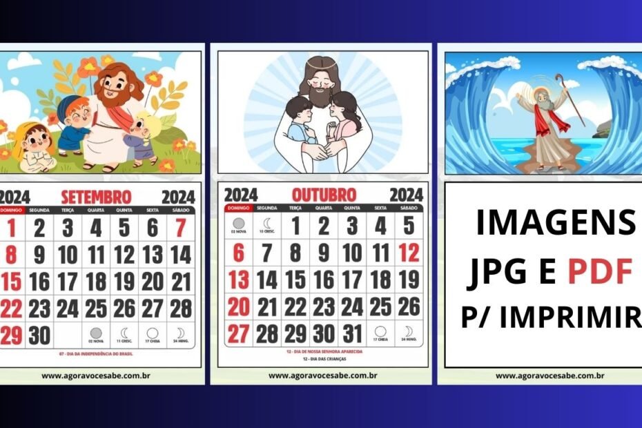 Calendário 2024 Para Educação Infantil - Uma Folha por Mês com Tema Bíblico 1 Calendário 2024 Para Educação Infantil - Uma Folha por Mês com Tema Bíblico